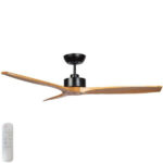 Wynd DC Ceiling Fan 54" with Remote (Matte Black with Teak Blades)