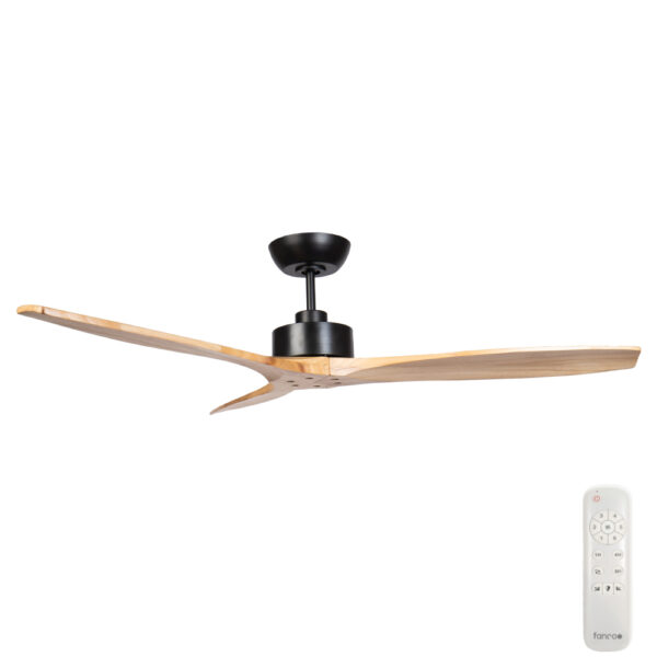 fanco-wynd-dc-ceiling-fan-with-remote-matte-black-handcrafted-natural-timber-blades-54-inch