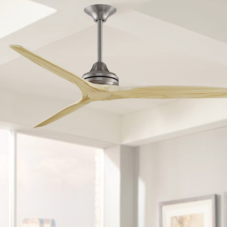 Spitfire Ceiling Fan 60 Brushed Nickel With Natural Blades Spitfire Ceiling Fan 60 Brushed Nickel With Natural Blades Lumera Living