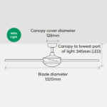 Fanco Urban 2 Ceiling Fan With 24w CCT LED Light 52″ (White) - Image 3