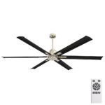 Mercator Rhino 6 Blade DC Ceiling Fan - 84" (Brushed Chrome with Black Blades)