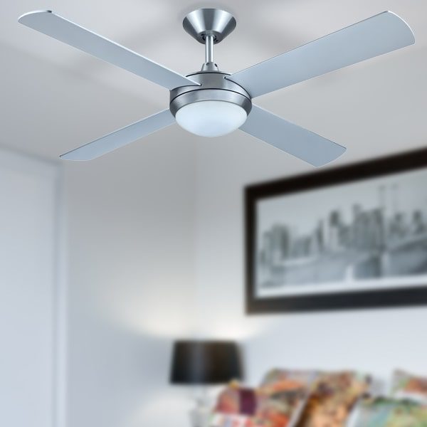 Intercept 2 Ceiling Fan With Cct Led Light 52 Brushed Aluminium