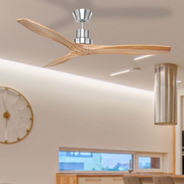 Mercury Ceiling Fan 52″ - Timber Blades (Satin Nickel) - Image 2