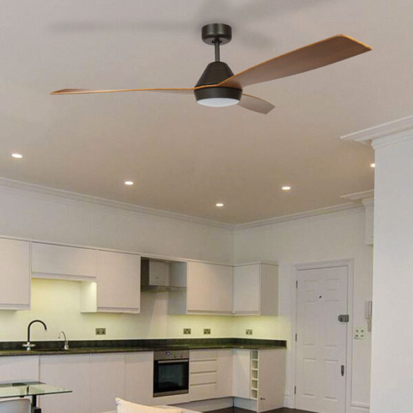 Eco Breeze Fan DC Motor with CCT LED & Remote 52″ (Black with Koa blades) - Image 2