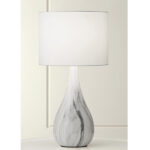 Keji Table Lamp - White Marble Finish with White lampshade - Image 2