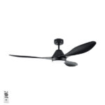 Nevis Ceiling Fan DC Motor & LED Light 52″ with Remote (Black)
