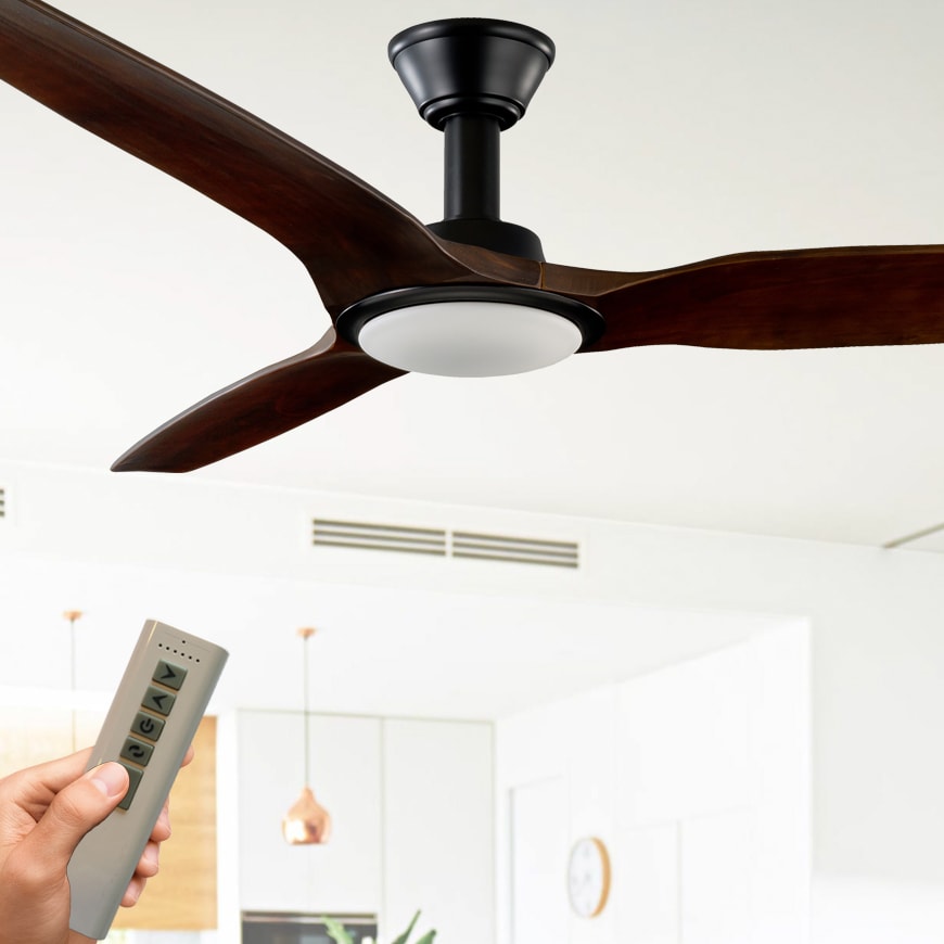 Trident Ceiling Fan With Led Light With Remote Black Walnut