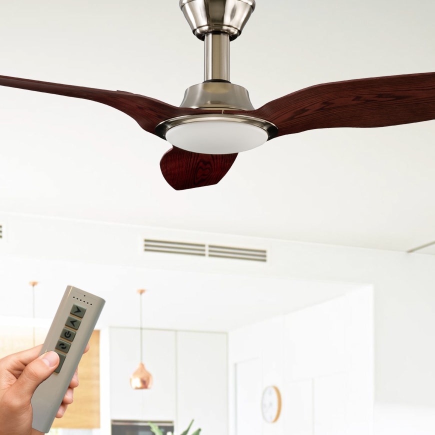 Trident Ceiling Fan With Dc Motor Led Light Remote Satin