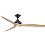 Spitfire Ceiling Fan 60″ with LED light (Black with Natural Plastic Blades)