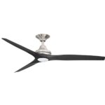 Spitfire V2 Ceiling Fan 60″ with LED light (Brushed Nickel with Black Plastic Blades)