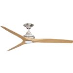 Spitfire V2 Ceiling Fan 60″ with LED light (Brushed Nickel with Natural Plastic Blades)