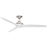 Spitfire V2 Ceiling Fan 60″ with LED light (Brushed Nickel with White Wash Plastic Blades)