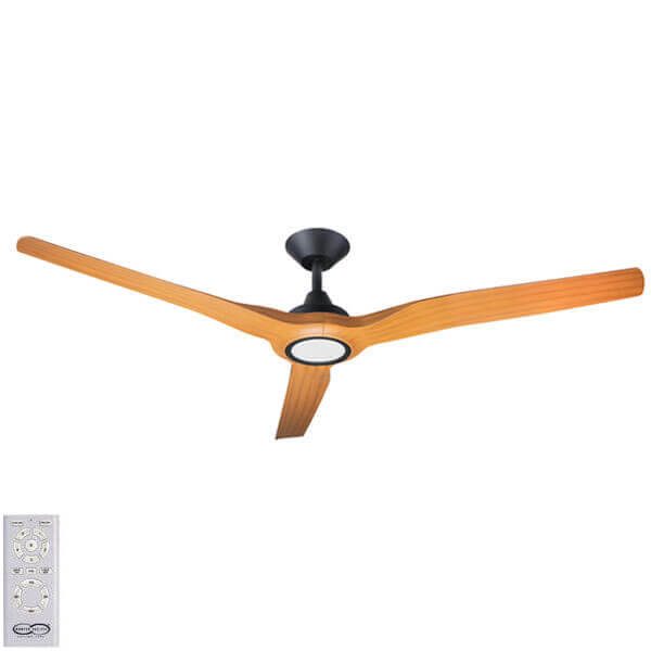 Radical 2 Ceiling Fan Dc Motor 60 With Cct Led Light And Remote Black With Bamboo