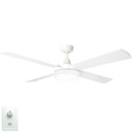 Brilliant Tempest Supreme AC Ceiling Fan with CCT LED Light - 52" (White with Timber Blades)