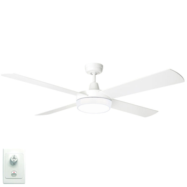 Brilliant Tempest Supreme AC Ceiling Fan with CCT LED Light - 52" (White with Timber Blades) - Image 1