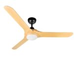 Ventair Spyda Ceiling Fan with Dimmable CCT LED Light 62″ (Matte Black with Bamboo)