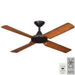 New Image DC Ceiling Fan with Remote and Wall Control- Black and Koa 52"