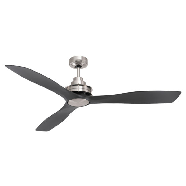 Mercator Clarence AC Ceiling Fan - 56" (Brushed Chrome with Black Timber-style Blades)