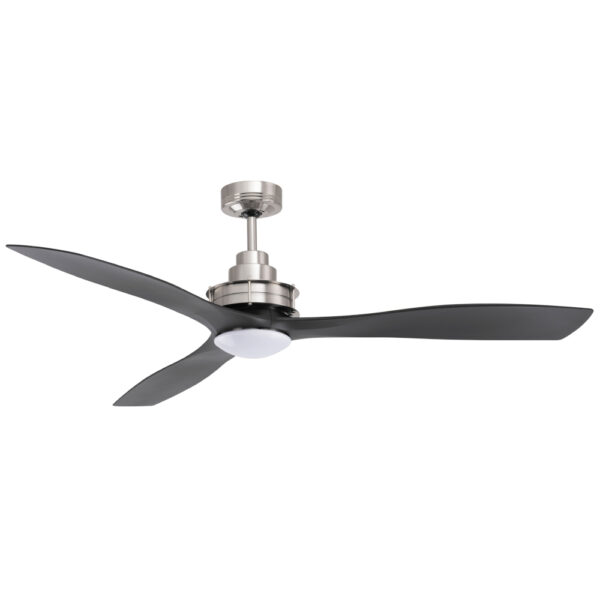 Mercator Clarence AC Ceiling Fan with LED Light - 56" (Brushed Chrome with Black Timber-style Blades)