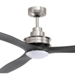 Mercator Clarence AC Ceiling Fan with LED Light - 56" (Brushed Chrome with Black Timber-style Blades) - Image 2