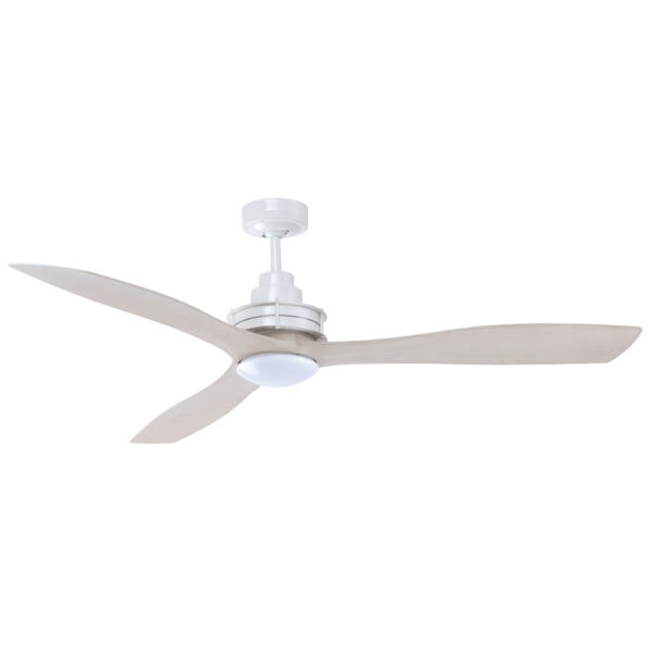 Mercator Clarence AC Ceiling Fan with LED Light - 56" (White with Light Timber-style Blades)