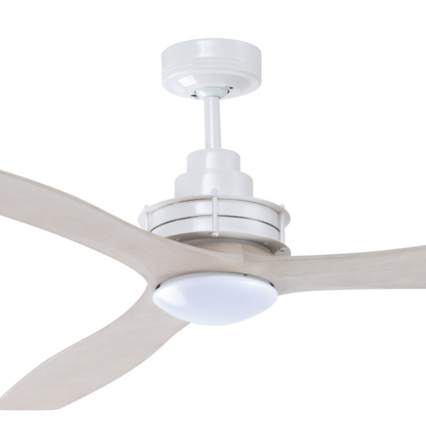 Mercator Clarence AC Ceiling Fan with LED Light - 56" (White with Light Timber-style Blades) - Image 2