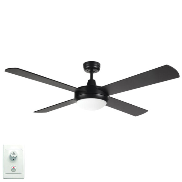 Brilliant Tempest AC Ceiling Fan with CCT LED Light - 52" (Black with Timber Blades) - Image 1