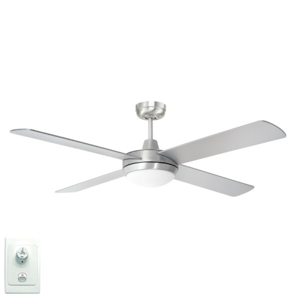 Brilliant Tempest AC Ceiling Fan with CCT LED Light - 52" (Brushed Aluminium with Timber Blades) - Image 1