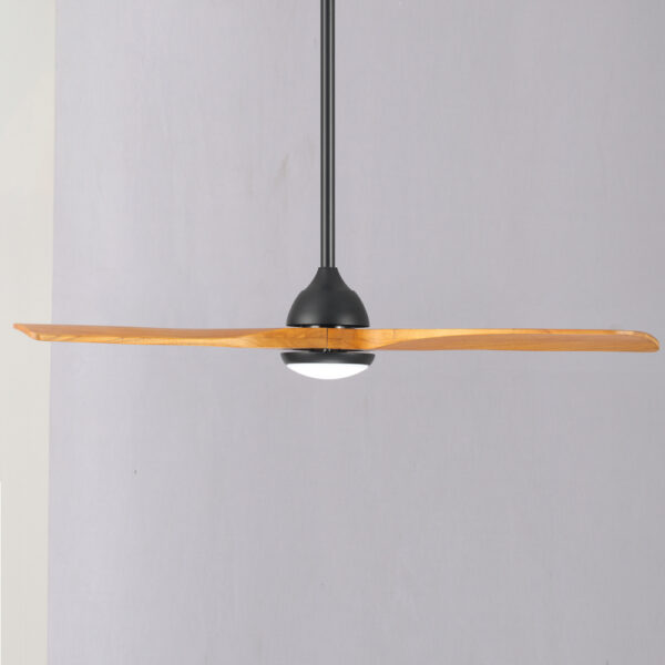 Claro Sleeper DC Ceiling Fan with LED Light - 56" (Black with Teak Blades) - Image 3