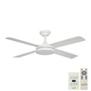 Hunter Pacific Pinnacle V2 DC Ceiling Fan with LED Light, Remote and Wall Control - 52" (White)