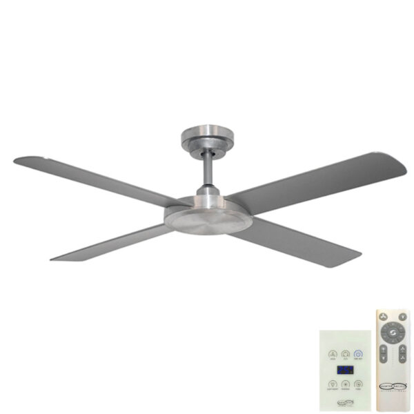 Hunter Pacific Pinnacle V2 DC Ceiling Fan with Remote and Wall Control - Brushed Aluminium 52" - Image 1