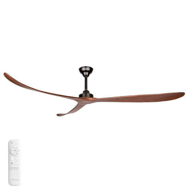 Kirra DC Ceiling Fan 100" by Three Sixty - Black with Walnut Timber Blades
