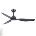 Eco Style DC Ceiling Fan 52″ with CCT LED Light & Remote (Black)