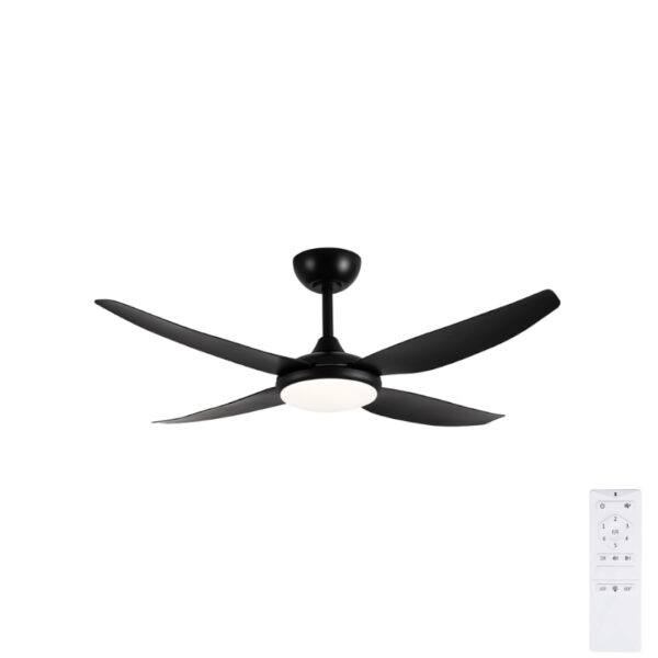 Brilliant Amari ABS 4 Blade DC Ceiling Fan 52" with CCT LED Light (Black) - Image 1