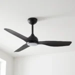 claro-whisper-dc-48-inch-ceiling-fan-black-with-led-light-close-up-insitu