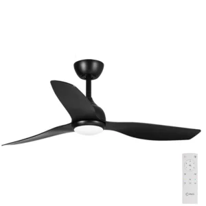 Claro Whisper DC Ceiling Fan with LED Light - 48 (Black) - shorter down rod - main