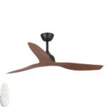 Eco Style DC Ceiling Fan 52″ with Remote (Black with Koa Blades)