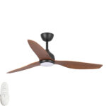 Eco Style DC Ceiling Fan 52″ with CCT LED Light & Remote (Black with Koa Blades)