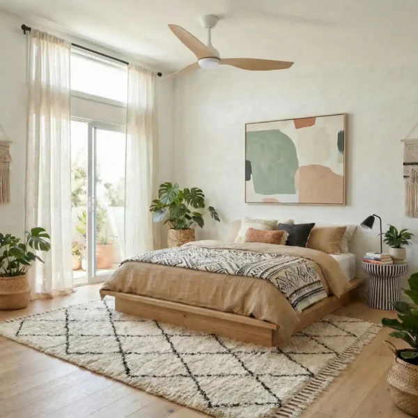 Fanco Eco Style DC Ceiling Fan with LED Light - 52" (White with Beechwood Timber Style ABS Blades) - Image 3