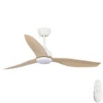 Eco Style DC Ceiling Fan 52″ with CCT LED Light & Remote (White with Beechwood Blades)