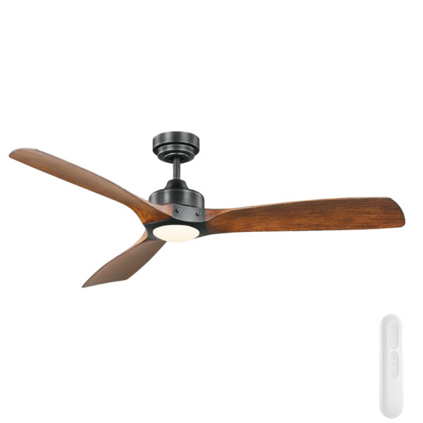 mercator-ikuu-minota-smart-dc-ceiling-fan-with-led-light-and-remote-black-with-dark-timber-style-blades-52 Mercator Ikuü Smart Minota DC Ceiling Fan with CCT LED Light and Remote - 52″ (Black with Dark Timber-style Blades) - Image 1