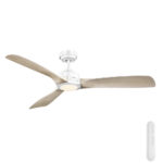 Mercator Ikuü Smart Minota DC Ceiling Fan with CCT LED Light and Remote - 52″ (White with Light Timber-style Blades)