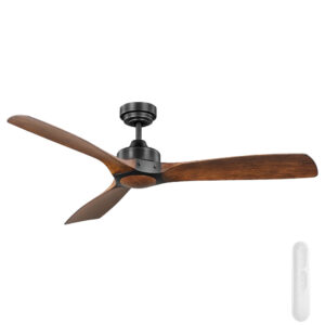 Mercator Ikuü Smart Minota DC Ceiling Fan with Remote - 52″ (Black with Dark Timber-style Blades)