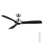 Mercator Ikuü Smart Minota DC Ceiling Fan with Remote - 52″ (Brushed Chrome with Black Blades)