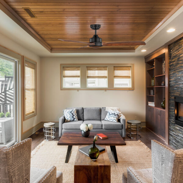 Mercator Ikuü Smart Minota DC Ceiling Fan with Remote - 52″ (Black with Dark Timber-style Blades) - Image 3