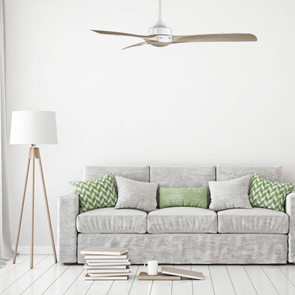 Mercator Ikuü Smart Minota DC Ceiling Fan with Remote - 52″ (White with Light Timber-style Blades) - Image 3