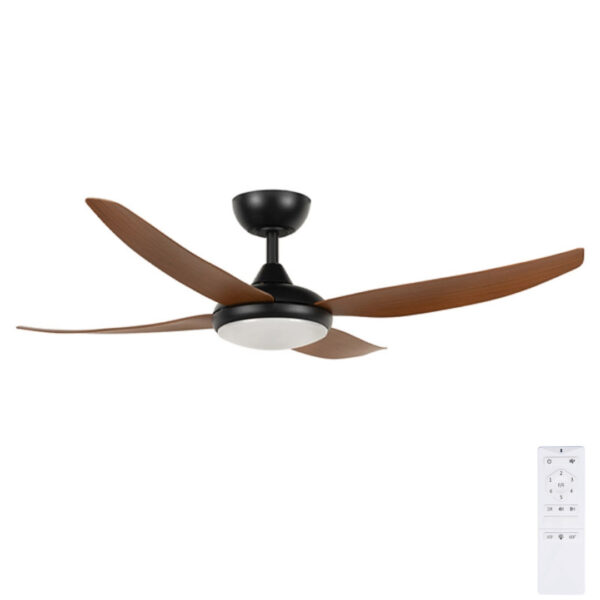 Brilliant Amari ABS 4 Blade DC Ceiling Fan 52" with CCT LED Light (Black with Walnut Blades) - Image 1