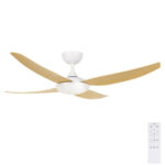Brilliant Amari ABS 4 Blade DC Ceiling Fan 52" with CCT LED Light (White with Oak Blades)