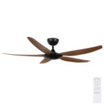 Brilliant Amari ABS 5 Blade DC Ceiling Fan with Remote 56″ (Black with Walnut Blades)
