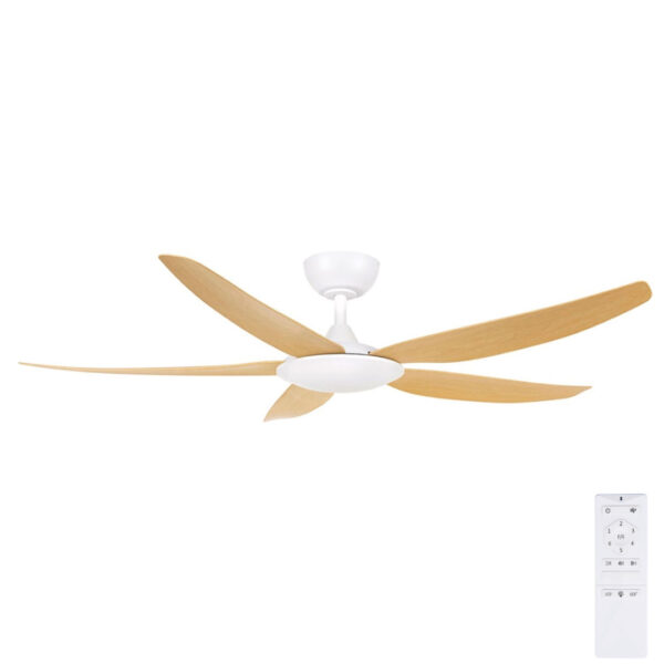 amari-brilliant-dc-ceiling-fan-with-remote-white-motor-with-oak-blades-56 Brilliant Amari ABS 5 Blade DC Ceiling Fan with Remote 56" (White with Oak Blades) - Image 1